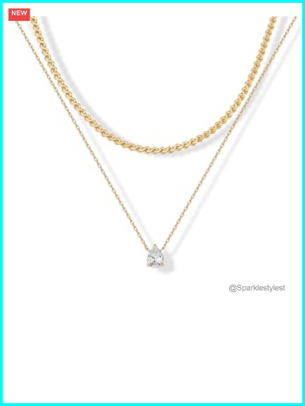 14K Gold Plated Layered Necklace Set Cubic Zirconia Pendant Chains Women